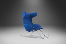 Load image into Gallery viewer, Set of Two (2) &quot;Take a Line for a Walk&quot; Lounge Chairs w/ Footrests in Blue Fabric by Alfredo Häberli for Moroso, Italy, c. 2000&#39;s-ABT Modern
