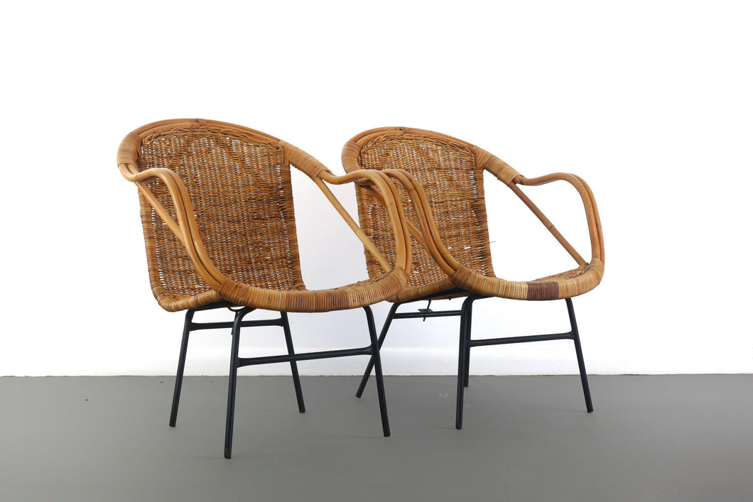 Set of Two Mid Century Modern (2) Calif-Asia Indoor / Outdoor Lounge Chairs-ABT Modern