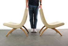 Load image into Gallery viewer, Set of Two Scoop Chairs in Cream Quilted Vinyl Attributed to Milo Baughman-ABT Modern
