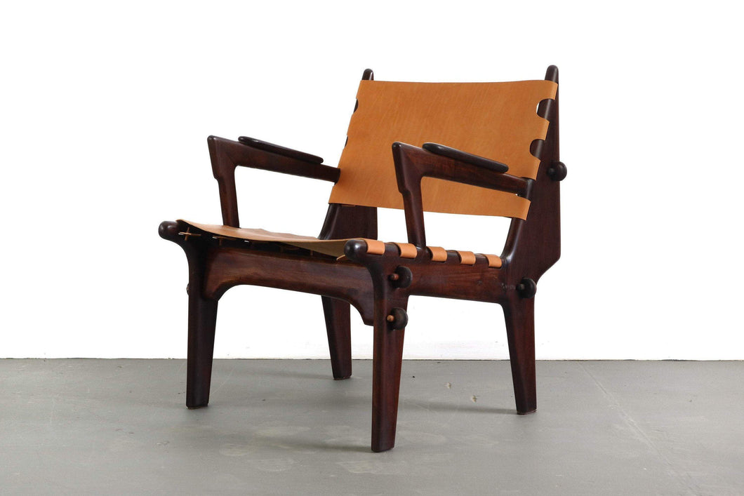 Single Lounge Chair by Angel Pazmino, 1960s Mid-Century Modern Rosewood and Leather-ABT Modern
