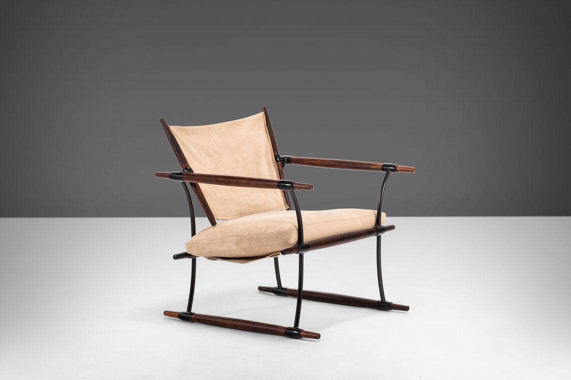 with leather stokke Stokke Lounge Chair by Jens H. Quistgaard for Nissen Langaa Restored in Suede Leather on a Rosewood Frame, Denmark