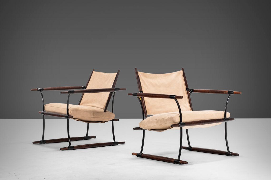 stokke leather Stokke Lounge Chairs by Jens H. Quistgaard for Nissen Langaa Restored in Suede Leather on a Rosewood Frame, Denmark