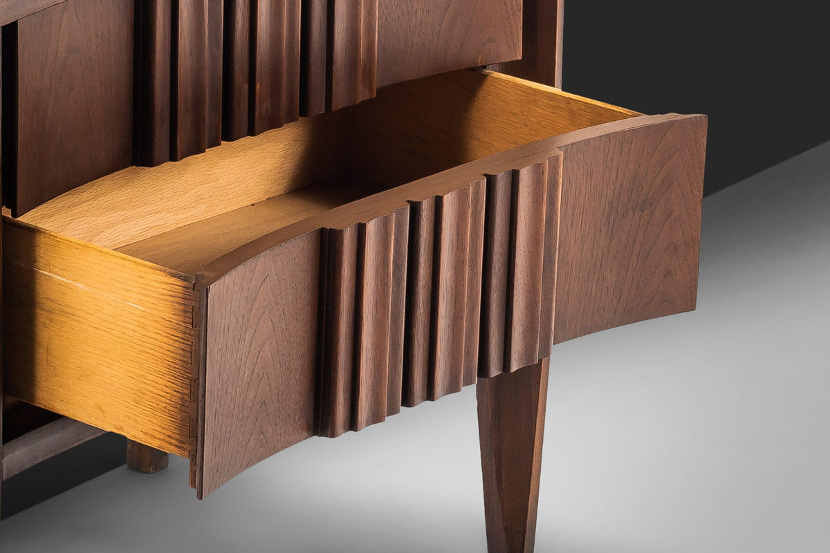 Strata Two-Drawer Walnut End Table by Unagusta After Edmond Spence, US
