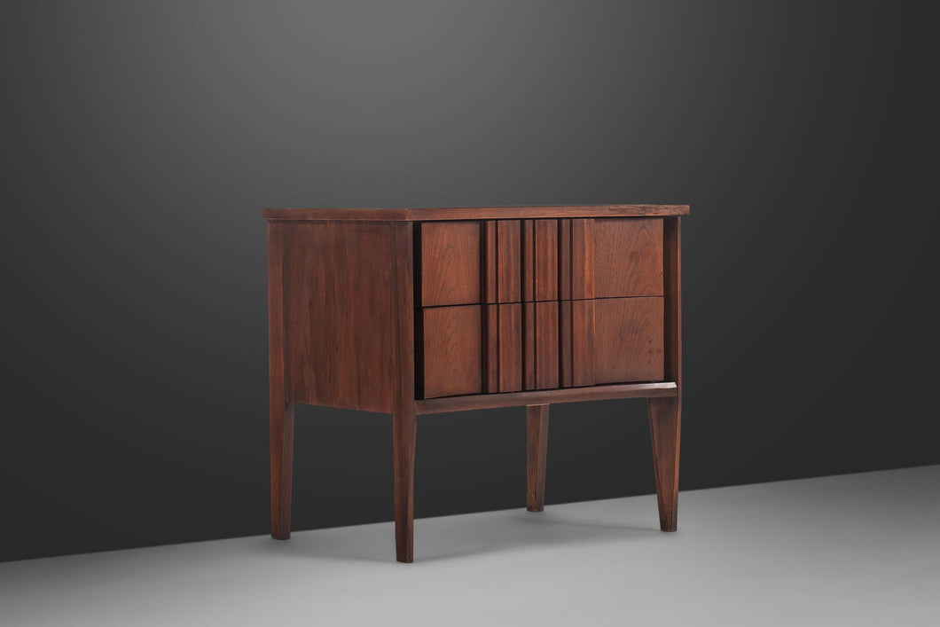 Strata Two-Drawer Walnut End Table by Unagusta After Edmond Spence, USA, c. 1960's-ABT Modern