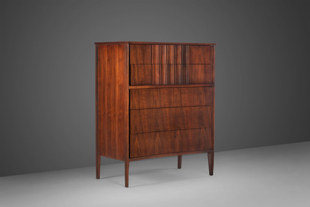 Strata Unagusta Contoured Tall Boy Five Drawer Dresser, c. 1960s-ABT Modern