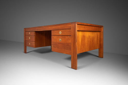 Substantial Mid Century Modern Executive Desk by D-Scan in Teak, c. 1970's-ABT Modern