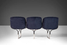 Load image into Gallery viewer, Three (3) Seat Bench / Sofa in Navy Blue Velvet Set on a Chrome Base Attributed to Milo Baughman, c. 1970s-ABT Modern
