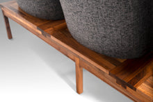 Load image into Gallery viewer, Three (3) Seat Modular Bench in Walnut &amp; New Charcoal Tweed Upholstery Attributed to Arthur Umanoff, USA, c. 1960&#39;s-ABT Modern
