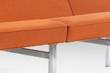 Load image into Gallery viewer, Three Seat Sofa / Bench in Original Orange Upholstery on a Chrome Base After Florence Knoll, c. 1960s-ABT Modern
