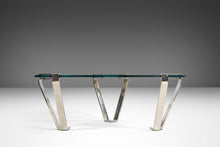 Load image into Gallery viewer, Triangular &quot;Guitar Pick&quot; Glass Coffee Table with Architectural Chrome Legs for Pace, USA, c. 1980&#39;s-ABT Modern
