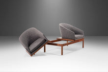 Load image into Gallery viewer, Two (2) Seat Modular Bench Loveseat in Walnut &amp; New Charcoal Tweed Attributed to Arthur Umanoff, USA, c. 1960&#39;s-ABT Modern
