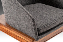 Load image into Gallery viewer, Two (2) Seat Modular Bench Loveseat in Walnut &amp; New Charcoal Tweed Attributed to Arthur Umanoff, USA, c. 1960&#39;s-ABT Modern
