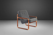 Load image into Gallery viewer, Unique Industrial Brass and Walnut Lounge Chair w/ Gray Tweed Upholstery, USA, c. 1970&#39;s-ABT Modern
