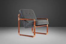 Load image into Gallery viewer, Unique Industrial Brass and Walnut Lounge Chair w/ Gray Tweed Upholstery, USA, c. 1970&#39;s-ABT Modern
