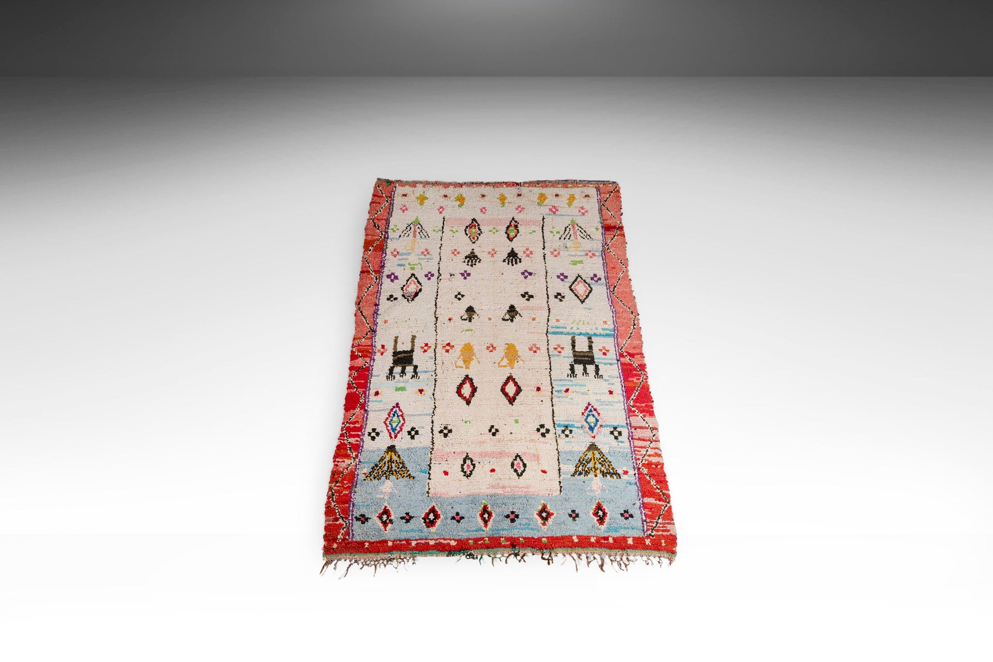 Vintage Boucherouite Moroccan Hand-Woven Carpet Rug, Morocco, c. 1960'