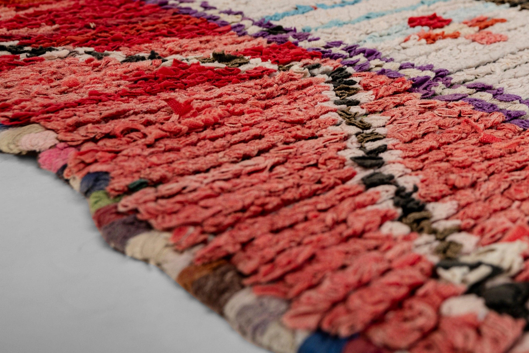 Vintage Boucherouite Moroccan Hand-Woven Carpet Rug, Morocco, c. 1960'