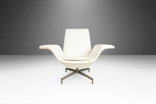 Vintage Dialogue Wing Lounge Chair by HBF in White Leather, c. 1990's-ABT Modern