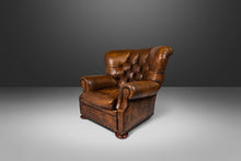 Load image into Gallery viewer, Wingback Writer&#39;s Chair and Ottoman by Henredon for Ralph Lauren in Thick Heavy Patinated Leather, USA-ABT Modern
